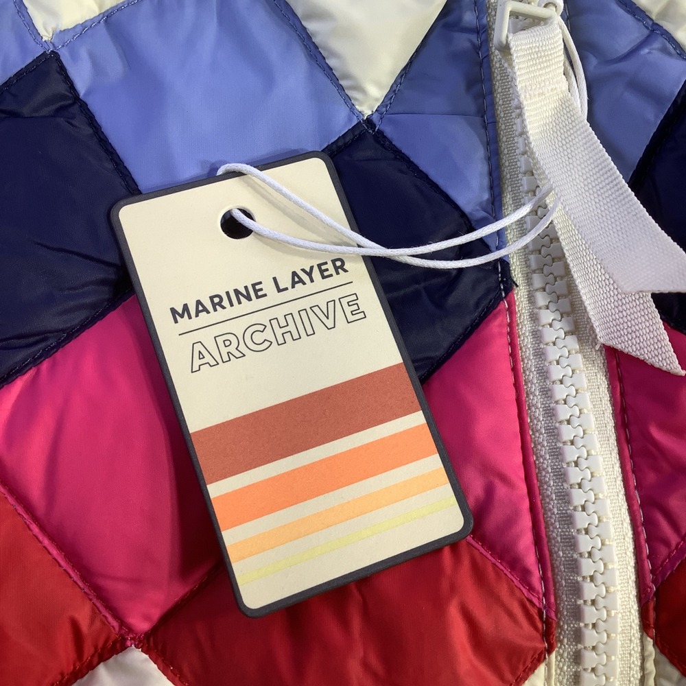 Marine‎ Layer Archive Sierra Puffer Vest Antique White Multi Color Size XS NWT - Picture 6 of 12